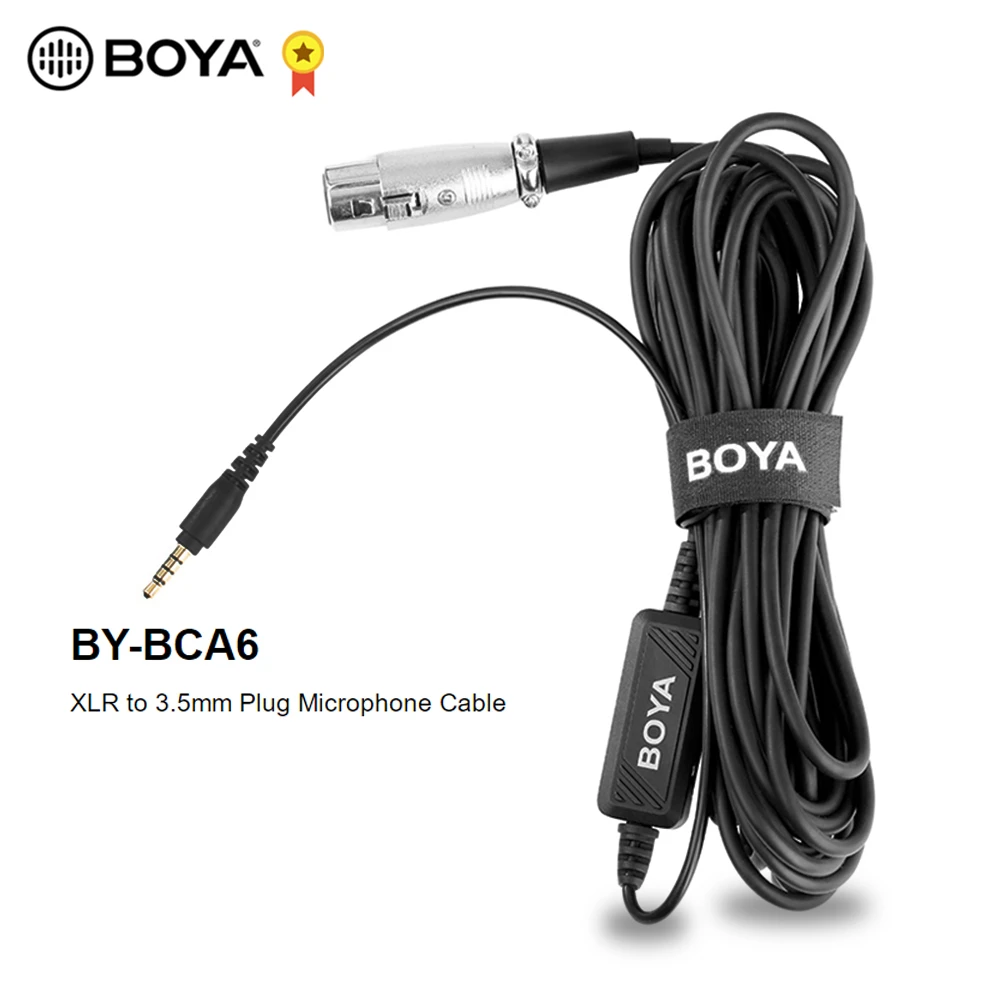 BOYA BY BCA6 XLR Adjustable Volume Microphone Mic Cable Adapter Mini Jack AUX Cord Audio Wire 6m