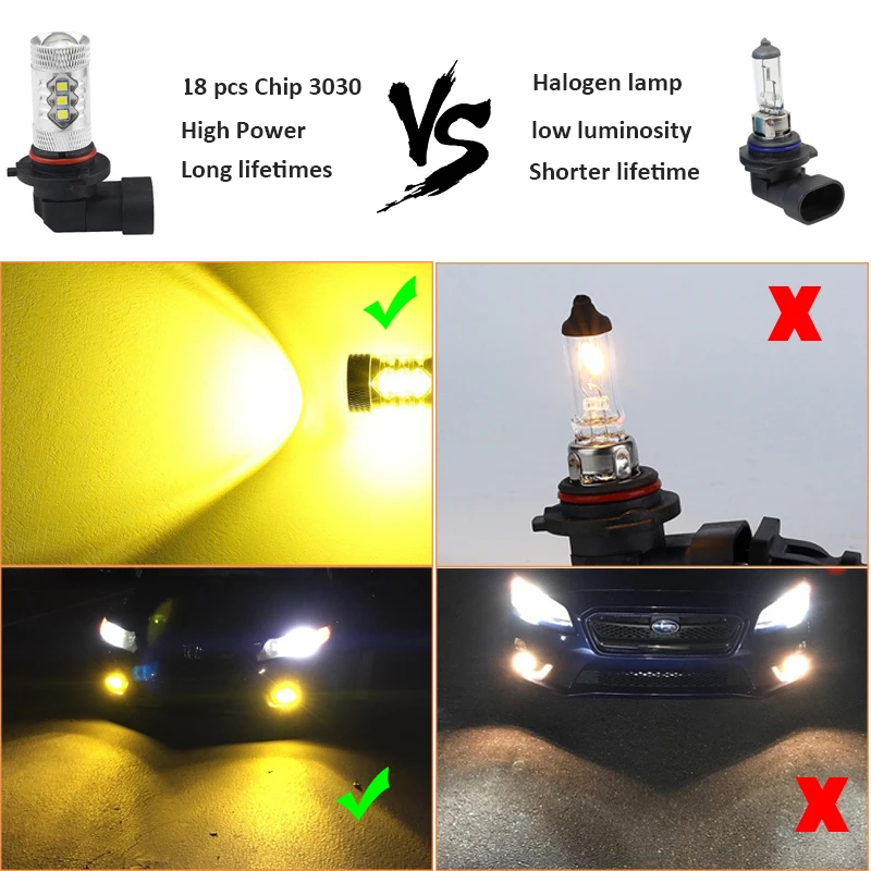 H11 Led HB4 9006 HB3 9005 H8 противотуманные фары лампы 3030SMD 3000k Золотой желтый автомобиль дальнего света заменить лампы 12 В 24 В автоматические светодиоды