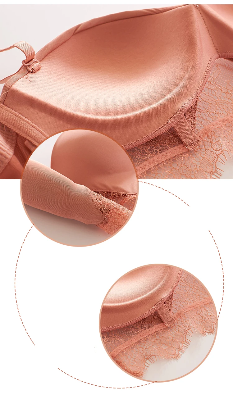 1/2 cup dress Sexy Underwear Set seamless Bras peri Brassiere Women Lingerie Set pure color Push up girls Bra Panties Sets