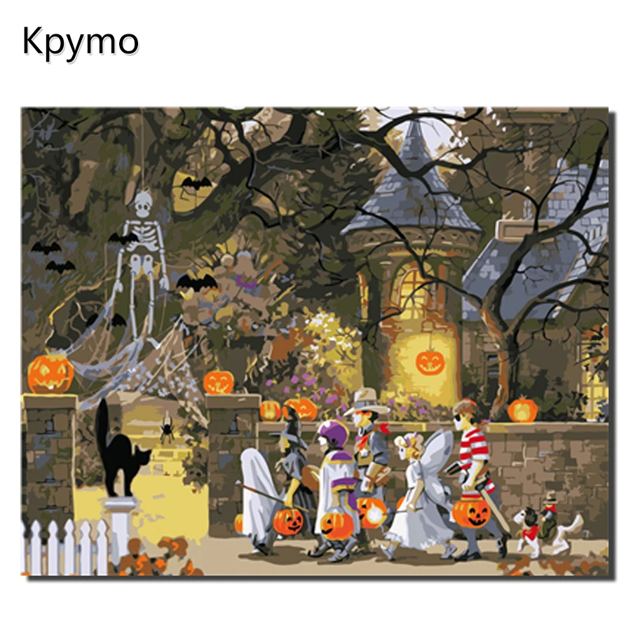 

Kpymo DIY Painting By Numbers Halloween Acrylic Paint By Numbers HandPainted Oil Painting On Canvas For Home Decor XZ-0471