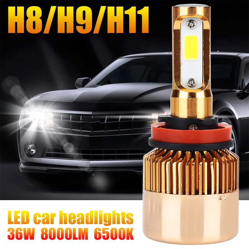 Светодиодный туман светильник светодиодный головной светильник супер яркий Автомобильный светодиодный головной светильник лампы светильник ing сборки S2 H8/H9/H11 DC12V золото