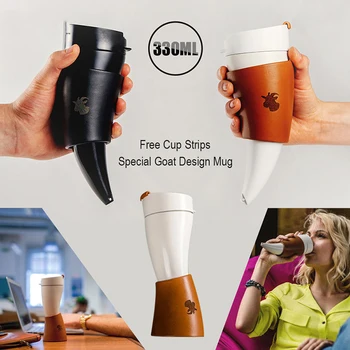 

230ml Cup Goat Horn Coffee Mug Stainless Steel Liner Vacuum Insulation Cup white