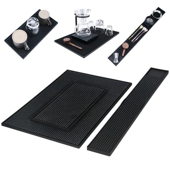 

Rubber Bar Service Mat Black Drink Coasters Heavy Duty Leakproof & Non Slip Tabletop Protection Bar Kitchen Restaurant
