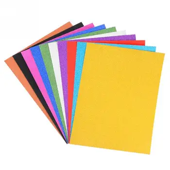 

10 PCS/SET A4 Children Stickers Decorating Gift Self Adhesive Glitter Sheets Embossed Paper Manual Random Color