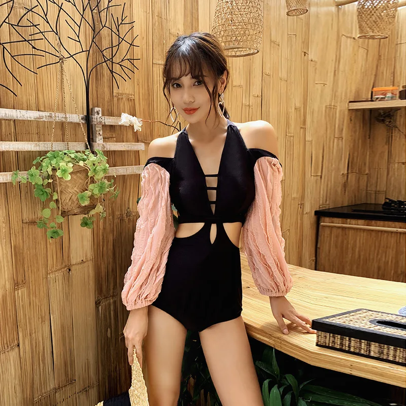 Женский цельный купальник, купальник, цельный женский купальник, плюс размер, женская одежда для плавания, Женская тайская красная женская накидка с длинными рукавами