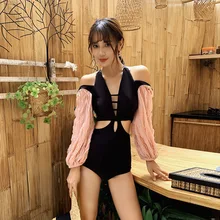 Женский цельный купальник, купальник, цельный женский купальник, плюс размер, женская одежда для плавания, Женская тайская красная женская накидка с длинными рукавами