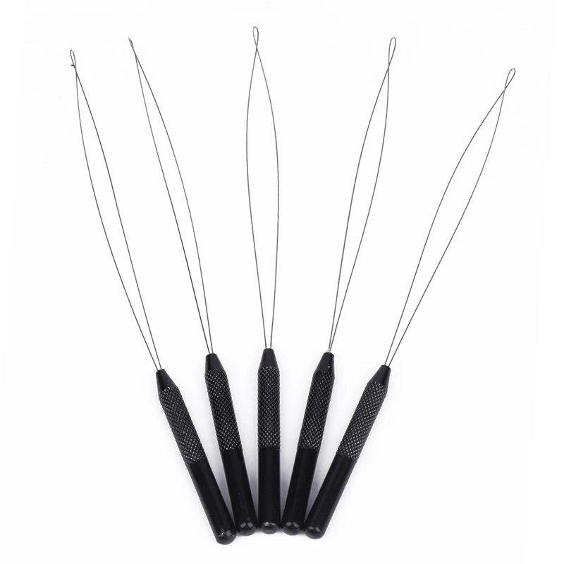 

High Quality Hair Extensions Loop Micro Rings Links Beads Needle Threader 1-10pcs/pack Wire Pulling Hook Tools