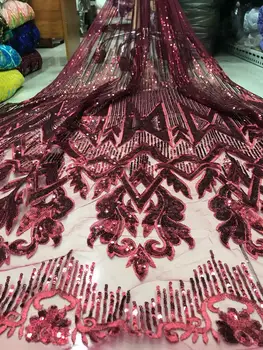 

New Design French Lace Fabric Red Gold African Nigerian Cord Lace Fabric High Quality Silk Milk Lace Fabric In Wedding Sewing
