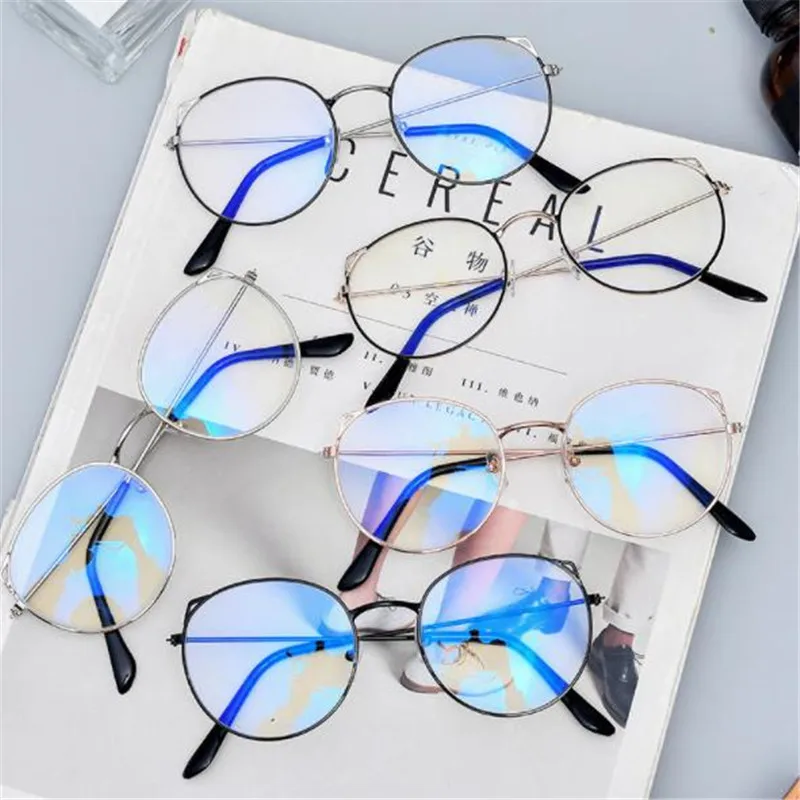 Корейский модный стиль кошачьи уши ретро-очки для чтения металлическая рама свет плоское зеркало женские очки для коррекции зрения, очки