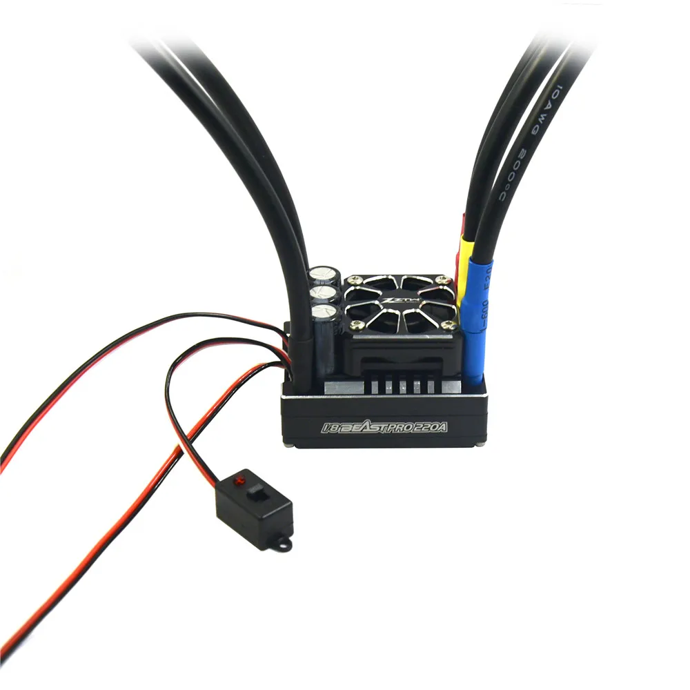 ZTW 1/8 Beast Pro 220A sin escobillas ESC completa caja de aluminio impermeable con 6 V/7,4 V регулируемая 8A BEC