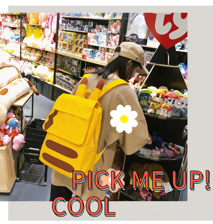 Мультфильм Холст студенческая сумка женская версия, Харадзюку стиль Японский, мягкая сестра Милый Пикачу рюкзак туристический рюкзак