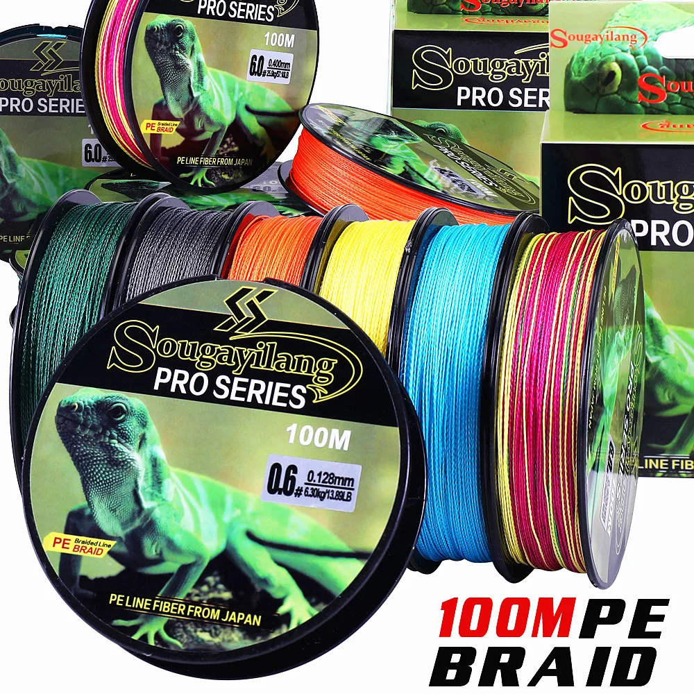 

Sougayilang 100M Braided Fishing Line Top Quality Carp Fishing 4 Strand 2.12-57.1LB Multilament PE Braid Lines Fishing Tackle