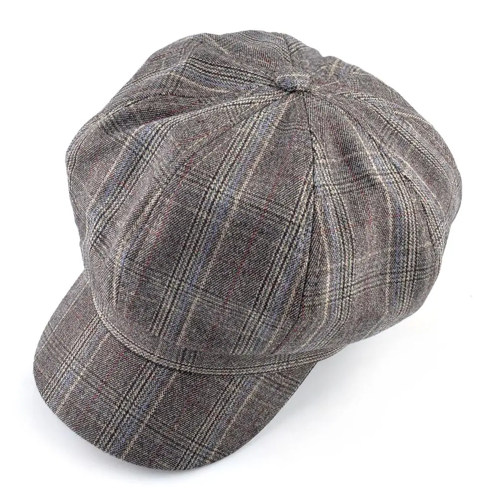 Мужская Ретро восьмиугольная кепка из хлопчатобумажной ткани шляпы для газетчиков для мужчин Зимние береты британский стиль кепки в клетку wo мужские Boina Gorros planas