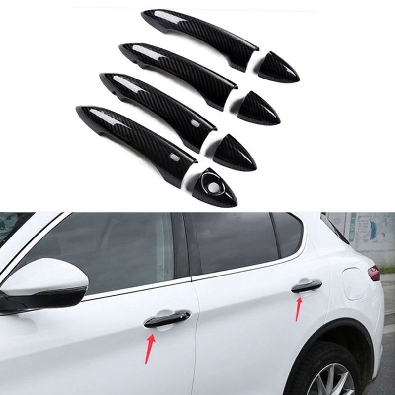 Подходит для Alfa Romeo Stelvio- углеродное волокно внешняя дверная ручка Накладка