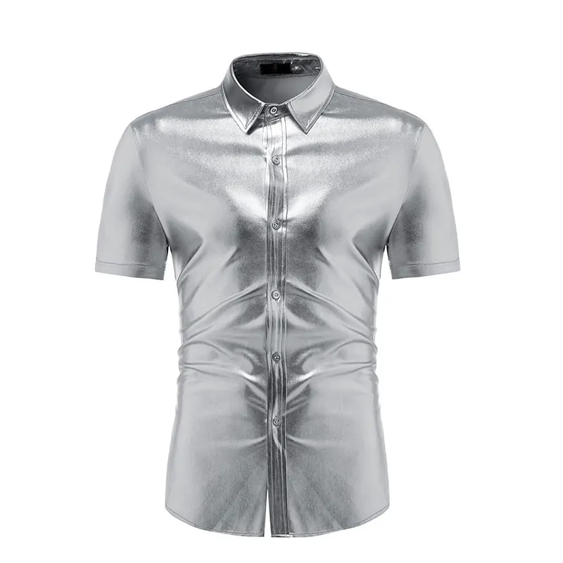 Мужские Металлические Блестящие для ночного клуба вечерние рубашки Camisa Masculina 2021