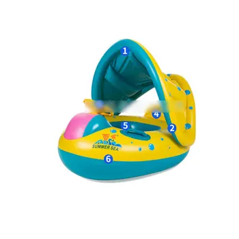 

Children's Swimming Ring Safety Inflatable Seat With Horn Sun Protection Sun Shade Green Material Baby Water Toy