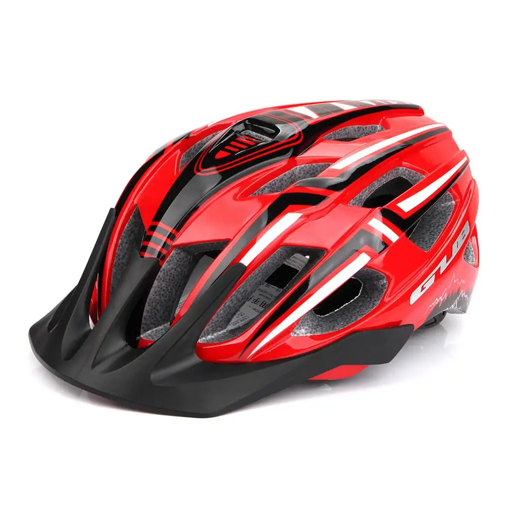 Велосипедный шлем в форме, велосипедный шлем, дорога Горный шлемы безопасности Кепки с зарядка через usb фонарь - Цвет: Красный