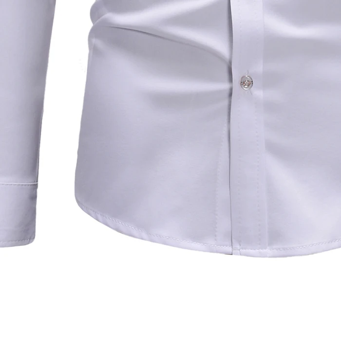 Men shirt long sleeve cotton fashion simple Fitness Solid color Stand collar shirt Male casual pleated long sleeve shirt Clothes
