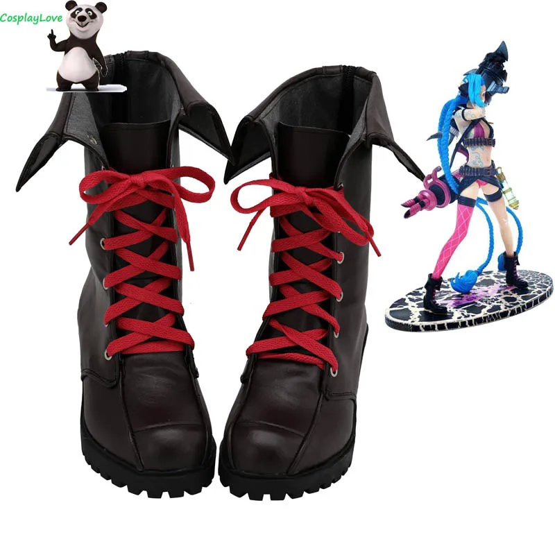 

GAME LOL Cosplay Loose Cannon Jinx Black Shoes Cosplay Long Boots Leather Custom Made CosplayLove