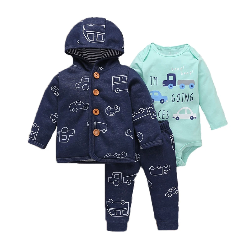 blue for baby boy Bebes/комплект одежды для маленьких мальчиков; хлопковый комбинезон с капюшоном и длинными рукавами; комплект из 3 предметов; Одежда для новорожденных девочек - Цвет: blue for baby boy