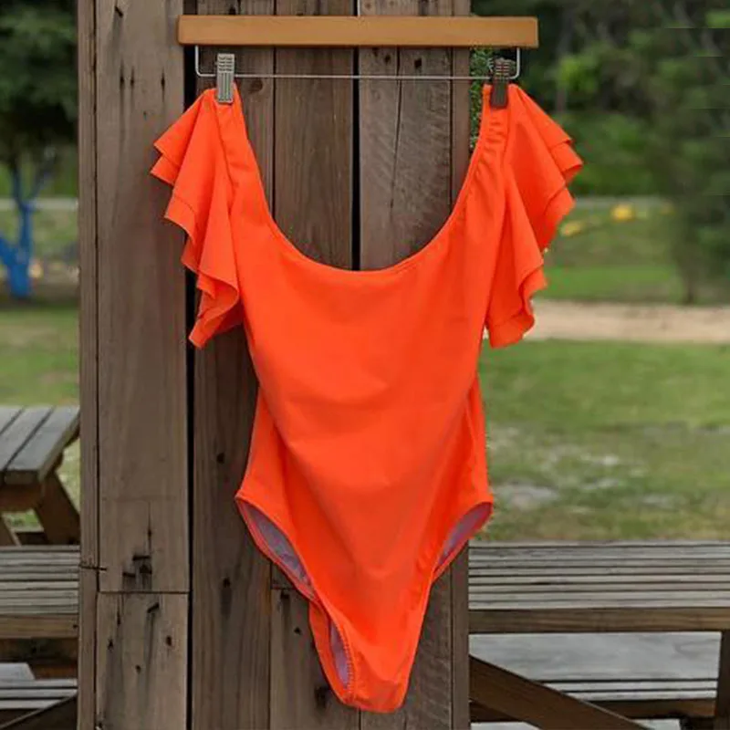 Сексуальный цельный купальник с оборками, женская одежда для плавания, монокини, боди с пуш-ап, купальник для женщин, летняя пляжная одежда - Цвет: MAG19396O1