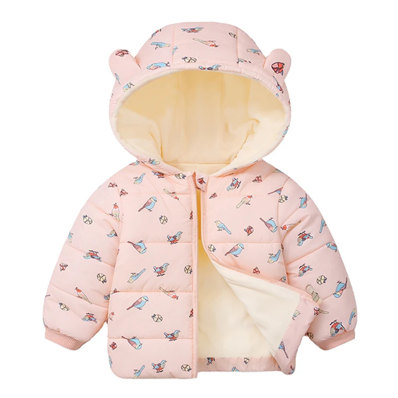 Cold Winter Baby Kids Jackets Thick Down Coats For Girls Outerwear Plus Velvet Toddler Boy Jacket Spring Hooded Coat 1 2 3 4 6 Y | Детская