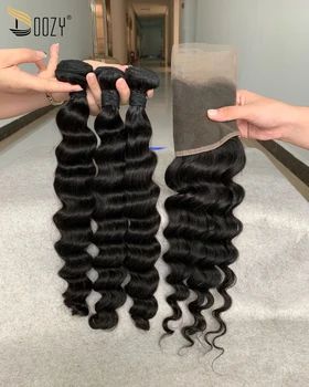 

Doozy Hair Brazilian Hair Loose Deep 3 Bundles With Frontal Virgin Human Hair