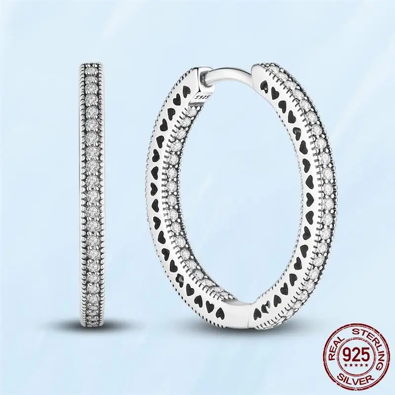 Silver Earrings Real 925 Sterling Silver Asymmetrical Heart Hoop Earrings for Women Fashion Silver Earring Jewelry Gift