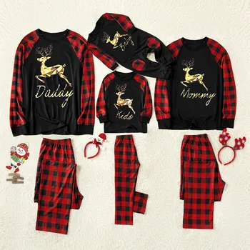 

Family Christmas Matching Pajamas Set Xmas Adult Kids Cute Nightwear Pyjamas Deer Family Matching Outfits Family Sleepwear