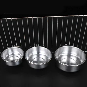 

Stainless Steel Pet Dog Bowl Food Water Drinking Cage Cup Hanger Food Water Bowl Travel Bowl For Pet Feeding Tools M
