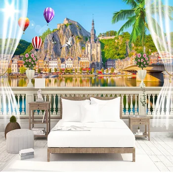 

Milofei manufacturers custom 3D seascape island city landscape painting living room bedroom background wallpaper mural
