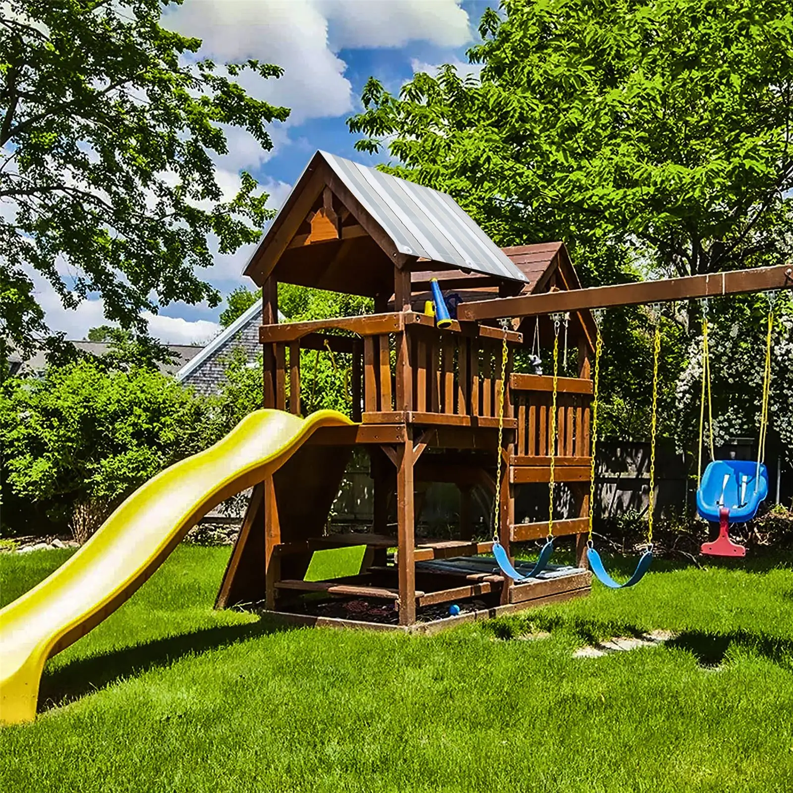 Swingset Shade Playground Canopy Cover Swing-N-Slide Tarp Roof Garden Yard 
