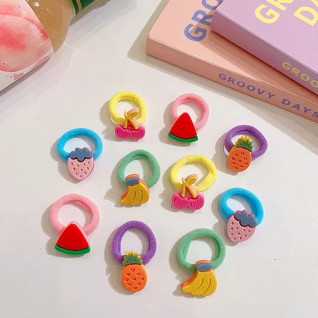 100Psc/Set Lovely Colorful Hair Bands For Girls Nylon Hair Ties Kids Candy Color Elastic Rubber Band Scrunchie Hair Accessories 10pcs-25