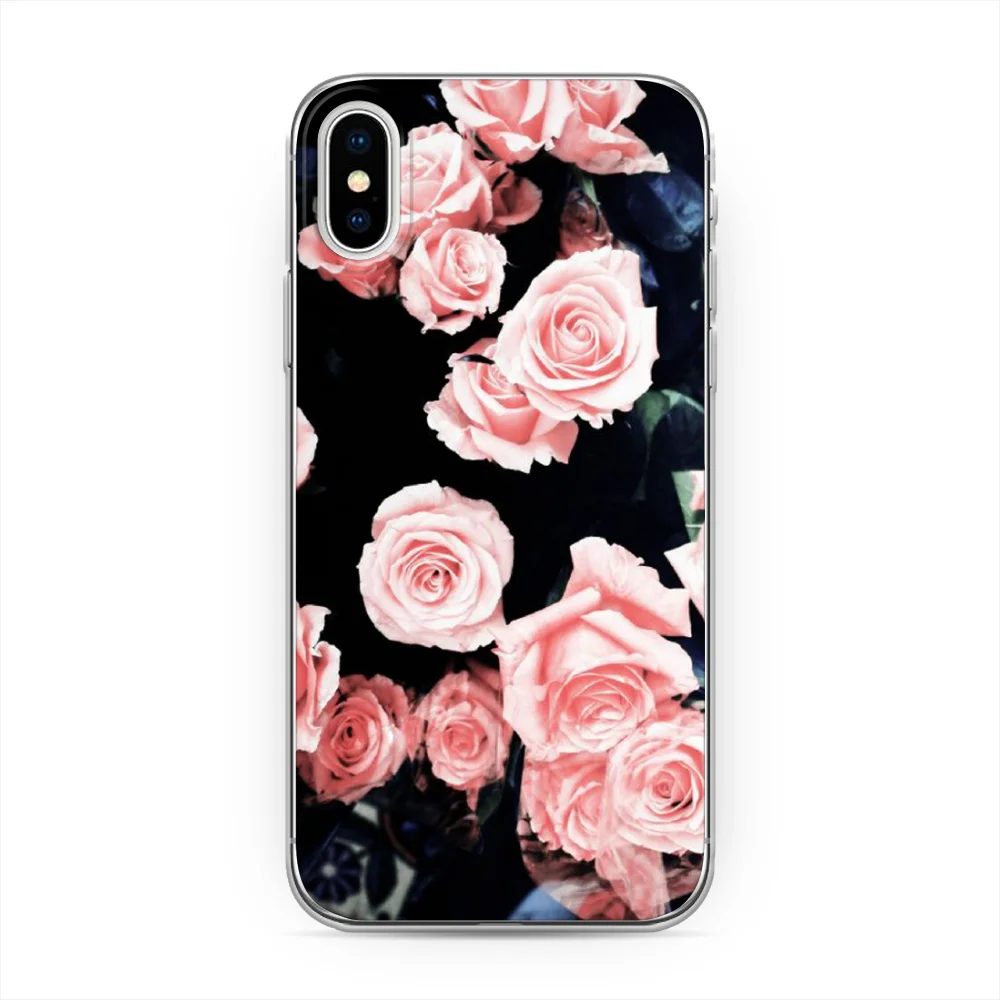 Чехол силиконовый для iPhone X XS Чайные розы защитный тонкий мягкий чехол-накладка с