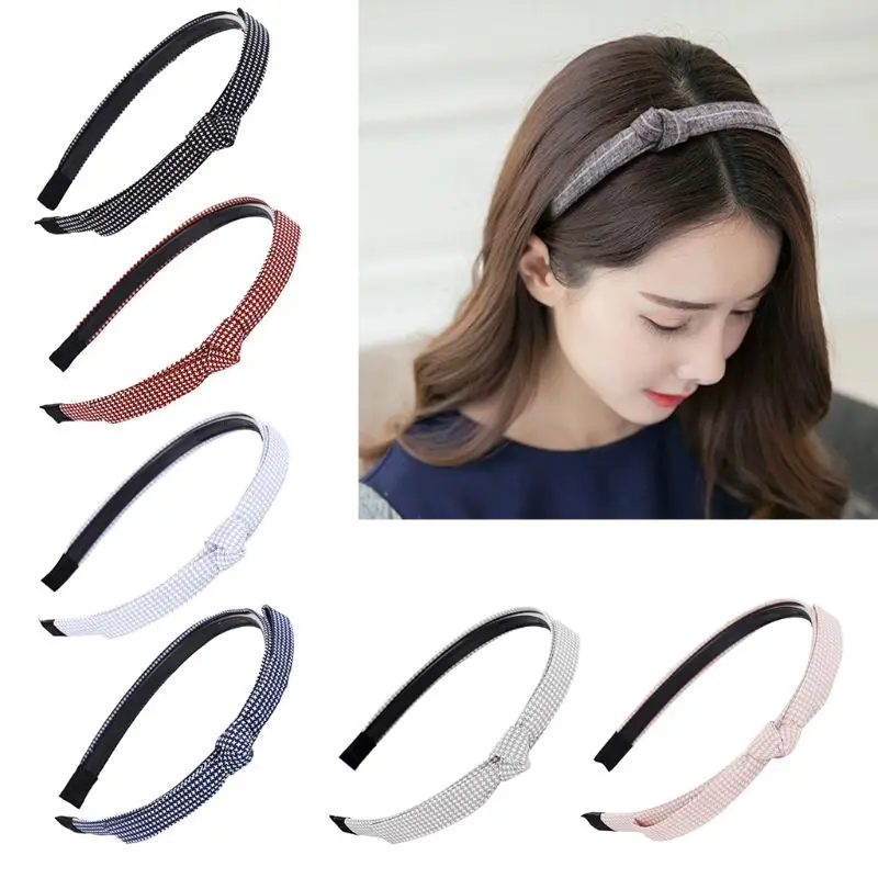 

Minimalist Vintage Plaid Houndstooth Wide Headband Women Elegant Bowknot Hair Hoop Anti-Slip Toothed Hair Styling Accessories
