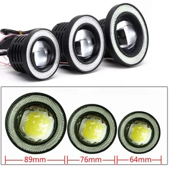 

Car 1 Set 3.5 3.0 2.5 inch COB Angel Eyes Fog Lights Led Car Headlight Lamp DRL Universal Daytime running light 89mm 76mm 64mm