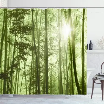 

Shower Curtain Set with Hooks 72x72 Magic Night Nice Foggy Forest Colorful Man Wind Nature Textures Shadow Purple Autumn an