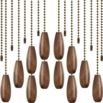 

12 Pcs Ceiling Fan Chain Pulls Wooden Ceiling Lighting Fan Pull Chain Extension for Ceiling Light Lamp Fan