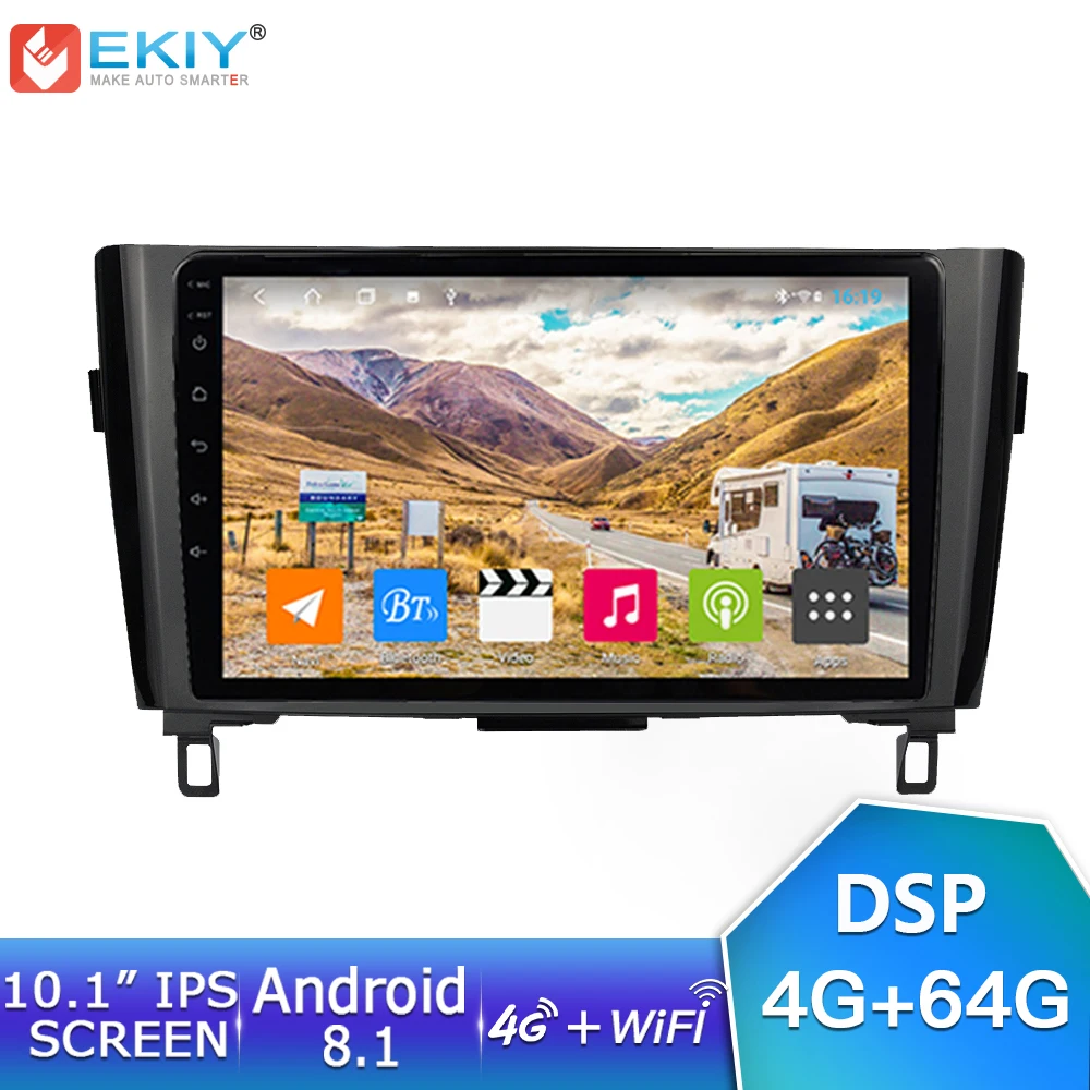 EKIY 10,1 'ips Автомобильный мультимедийный Android 8,1 авто радио 4G+ 64G для Nissan Qashqai X-Trail gps навигация Navi аудио стерео плеер