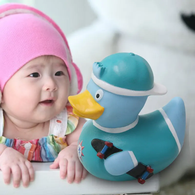 

Vinyl PVC Bath Duck Baby Bath Floating Pinching Called Sound Making Children Special Education Water Toys Skateboard Duck