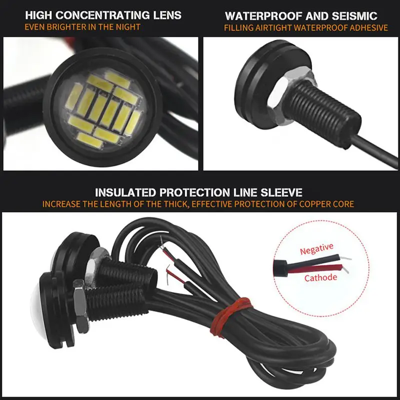 GloryStar 2 шт Eagle Eye светодиодный 4014 12SMD 23 мм DRL Дневной ходовой водонепроницаемый