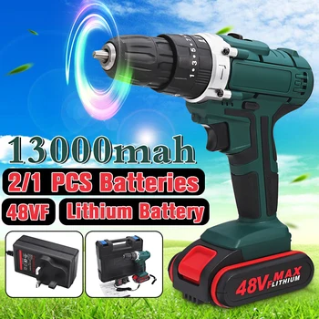 

25+3 Torque Drilling Tool 48V 2 Speed Power-Drills Screwdriver Rechargeable Cordless Electric Drill 13000mAh With 2 Li-ion Batte