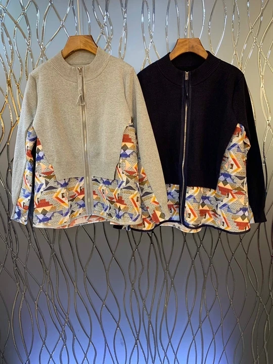 autumn Early new women's wear round collar embroidery mosaic decorative zipper long sleeve short jacket 921