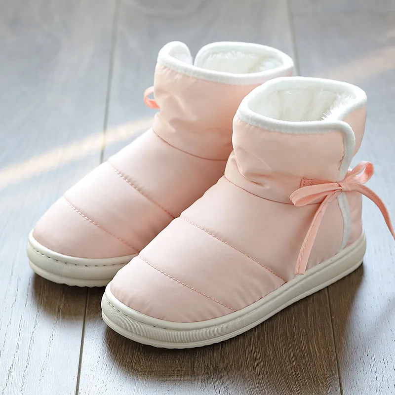 Pink Женские ботинки; теплые зимние ботинки на меху; водонепроницаемые зимние ботинки; женские ботильоны; женская зимняя хлопковая обувь без застежки; женские ботинки - Цвет: Pink