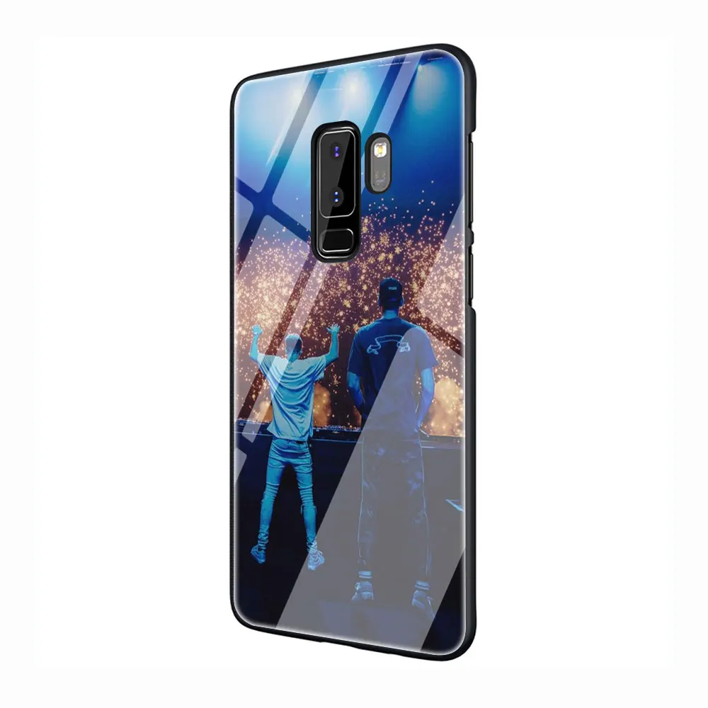 EWAU Chainsmokers закаленное Стекло Телефон чехол для Galaxy S7 edge S8 9 10 Plus, Note 8, 9, 10, A10 20 30 40 50 60 70 - Color: G12