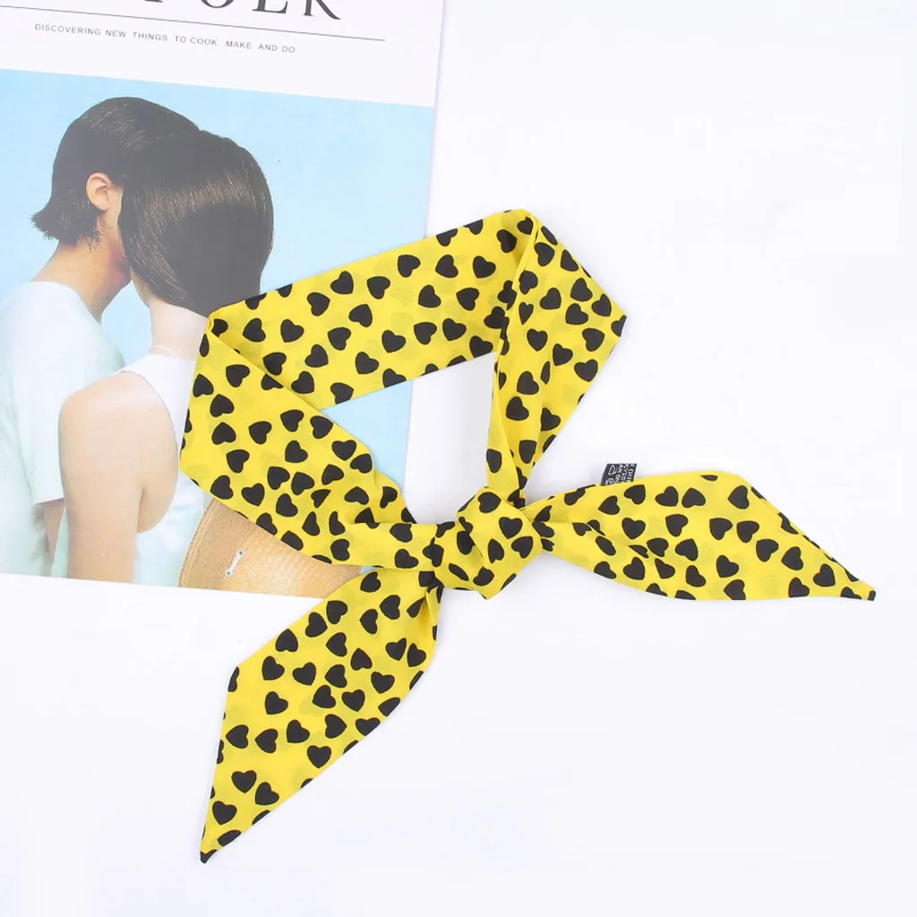 

scarf women vintage scarf Tie Cravat Love Print Soft Silk Scarf Ribbon Headband Bag accesorios mujer платки женские 2019#A20
