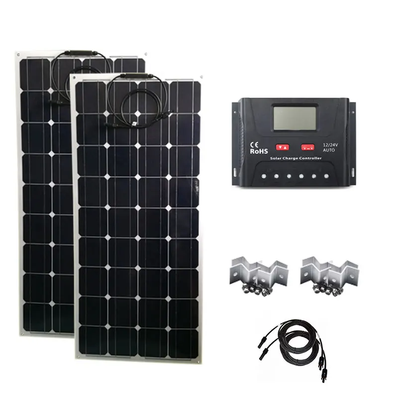 200w flexible Solar Panel Kits 20A Controller for Car Boat Home Roof Camping use 