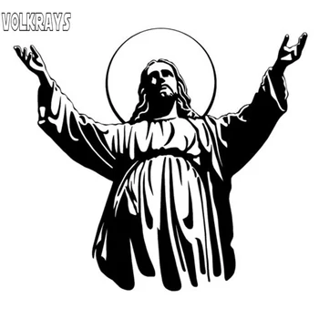 

Volkrays Personality Car Sticker Jesus Son of God Accessories Reflective Waterproof Vinyl Decal Black/Silver,16cm*18cm