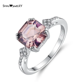 

Shipei 100% 925 Sterling Silver Morganite Gemstone Wedding Engagement Fine Jewelry Luxury White Gold Ring For Women Wholesale