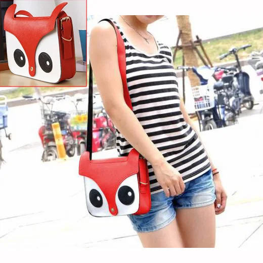 

Red Fashion Pu Leather Retro Owl Fox Bag Messenger Crossbody Handbag